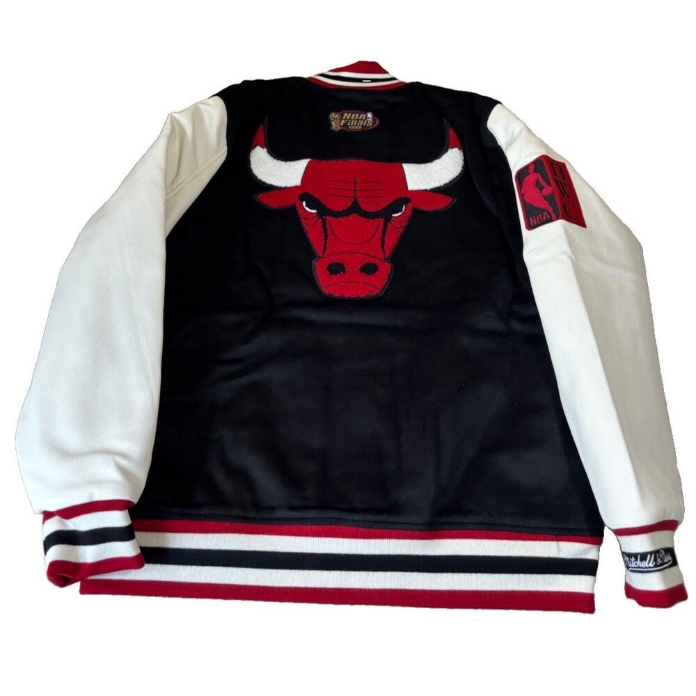 Mitchell & Ness Chicago Bulls NBA Finals 1998 Varsity Jacket Wool Leather Sz L